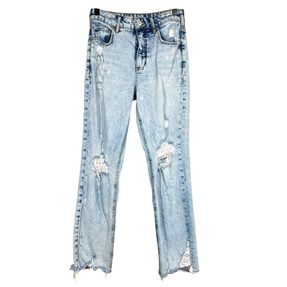 Pilcro Anthropologie The Vintage Straight Jeans High Rise Distressed Boho 26